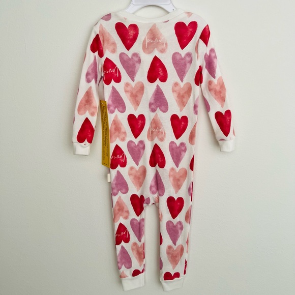 Rabbit + Bear Organic Cotton Watercolor Hearts Loved Coverall Size 18 Months NWT - Picture 9 of 10